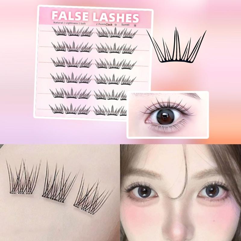 False Eyelashes Natural - 6줄의 밀도가 높은 자연스러운 인조 속눈썹,