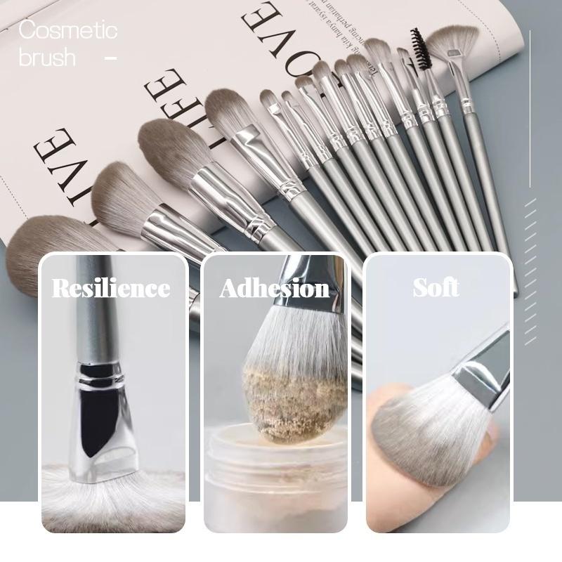 14피스 메이크업 브러쉬 세트 실버 그레이 부드러운 솔 - Merit Beauty Makeup 리뷰 및 가격