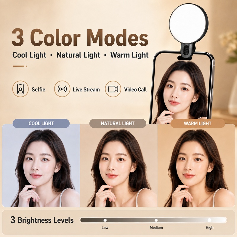 휴대용 RGB LED 조명 미니 포켓 폰 클립 비디오  - Beauty Makeup Video 리뷰 및 가격