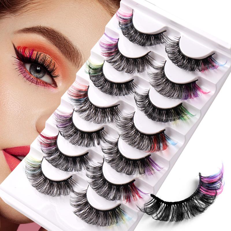 7쌍의 화려한 컬러 인조 속눈썹 3D 밍크 컬러 DD  - False Eyelashes Natural 리뷰 및 가격