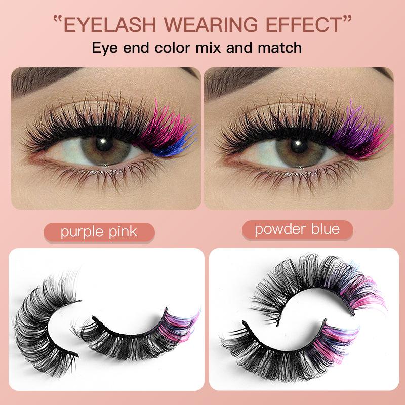 7쌍의 화려한 컬러 인조 속눈썹 3D 밍크 컬러 DD  - False Eyelashes Natural 리뷰 및 가격