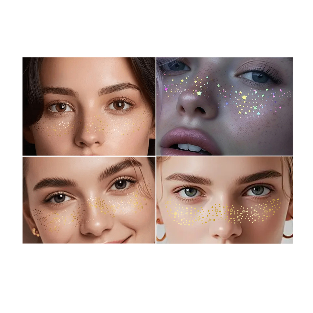 6 개/대 방수 골든 실버 글리터 아트 임시 문신 페이 - Beauty Glazed Makeup 리뷰 및 가격
